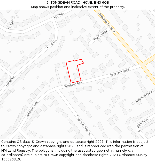 9, TONGDEAN ROAD, HOVE, BN3 6QB: Location map and indicative extent of plot