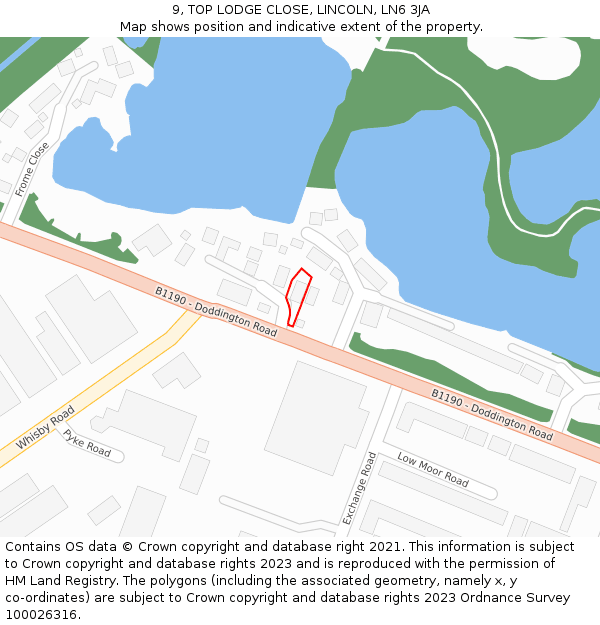9, TOP LODGE CLOSE, LINCOLN, LN6 3JA: Location map and indicative extent of plot
