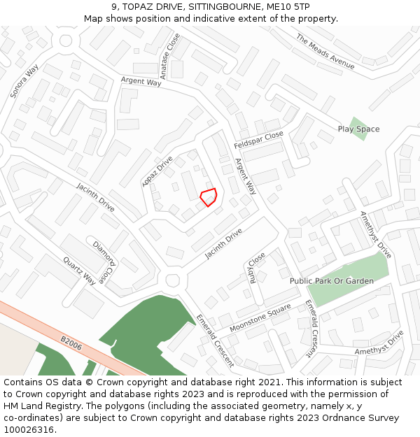 9, TOPAZ DRIVE, SITTINGBOURNE, ME10 5TP: Location map and indicative extent of plot