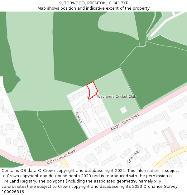 9, TORWOOD, PRENTON, CH43 7XP: Location map and indicative extent of plot