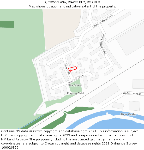 9, TROON WAY, WAKEFIELD, WF2 8LR: Location map and indicative extent of plot