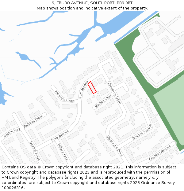 9, TRURO AVENUE, SOUTHPORT, PR9 9RT: Location map and indicative extent of plot