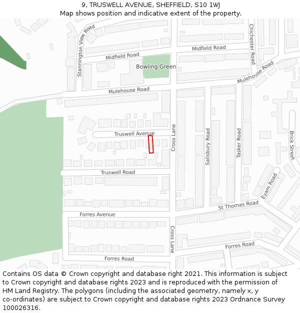 9, TRUSWELL AVENUE, SHEFFIELD, S10 1WJ: Location map and indicative extent of plot