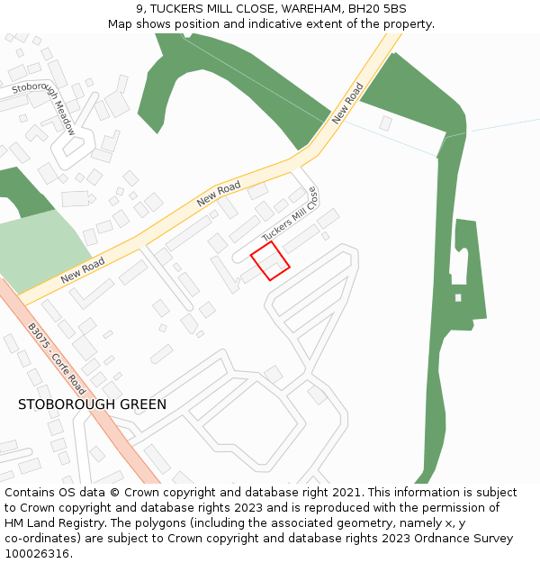 9, TUCKERS MILL CLOSE, WAREHAM, BH20 5BS: Location map and indicative extent of plot