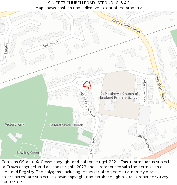 9, UPPER CHURCH ROAD, STROUD, GL5 4JF: Location map and indicative extent of plot