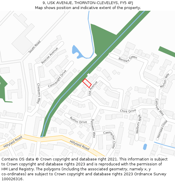 9, USK AVENUE, THORNTON-CLEVELEYS, FY5 4FJ: Location map and indicative extent of plot