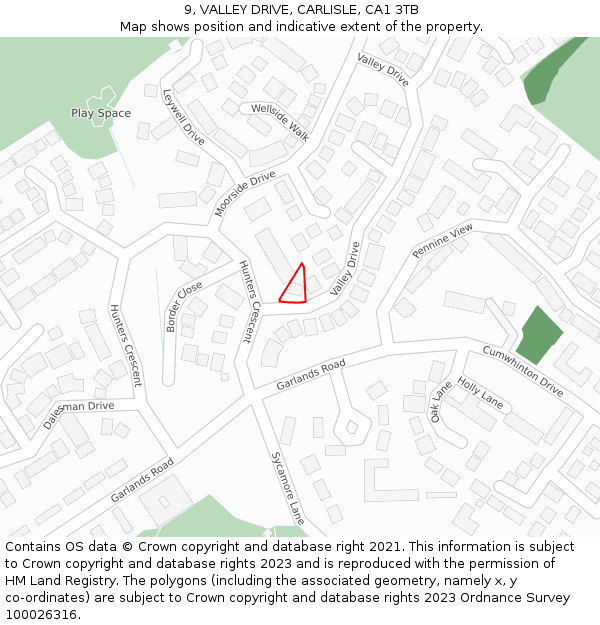 9, VALLEY DRIVE, CARLISLE, CA1 3TB: Location map and indicative extent of plot