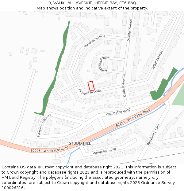 9, VAUXHALL AVENUE, HERNE BAY, CT6 8AQ: Location map and indicative extent of plot