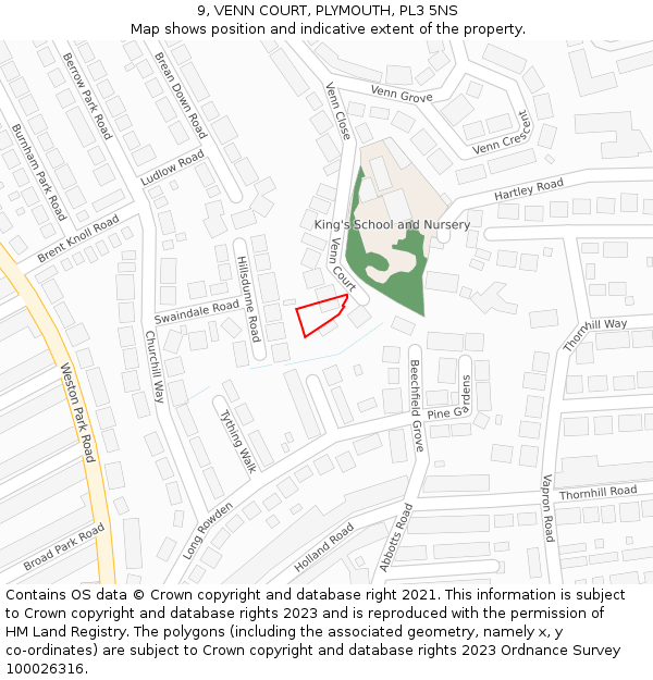 9, VENN COURT, PLYMOUTH, PL3 5NS: Location map and indicative extent of plot