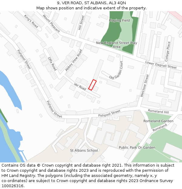 9, VER ROAD, ST ALBANS, AL3 4QN: Location map and indicative extent of plot