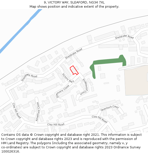 9, VICTORY WAY, SLEAFORD, NG34 7XL: Location map and indicative extent of plot