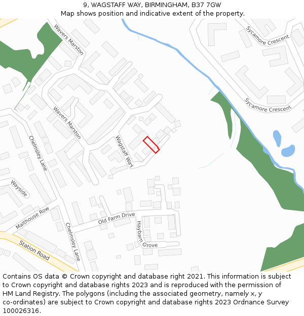 9, WAGSTAFF WAY, BIRMINGHAM, B37 7GW: Location map and indicative extent of plot