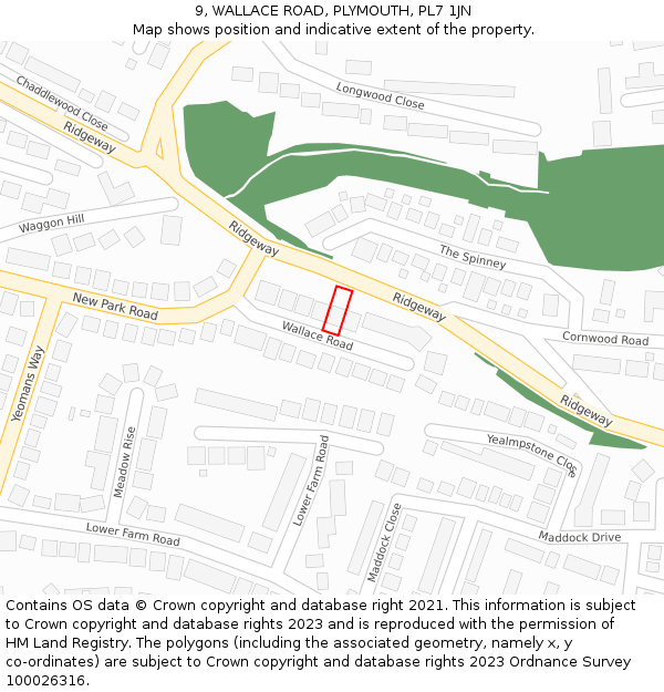 9, WALLACE ROAD, PLYMOUTH, PL7 1JN: Location map and indicative extent of plot