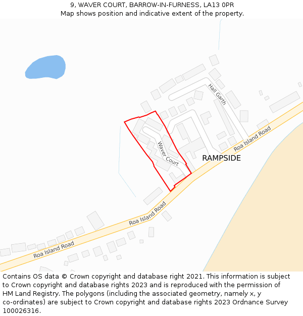 9, WAVER COURT, BARROW-IN-FURNESS, LA13 0PR: Location map and indicative extent of plot