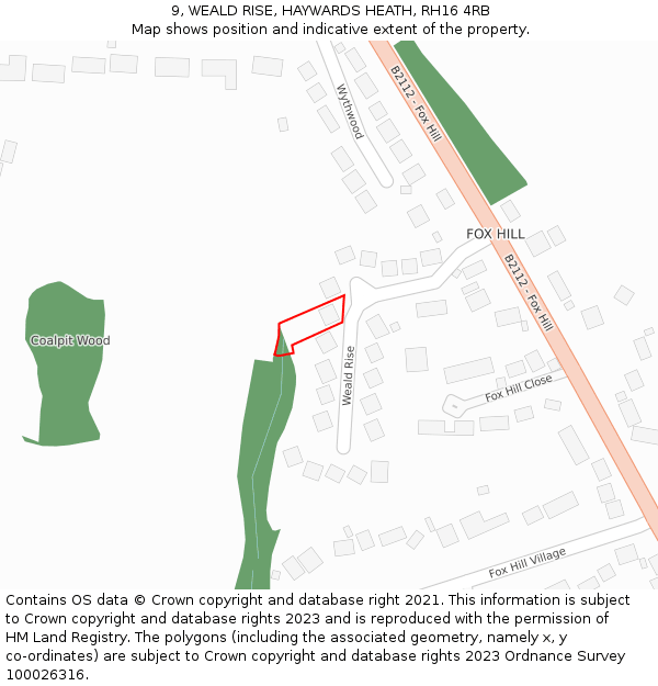 9, WEALD RISE, HAYWARDS HEATH, RH16 4RB: Location map and indicative extent of plot