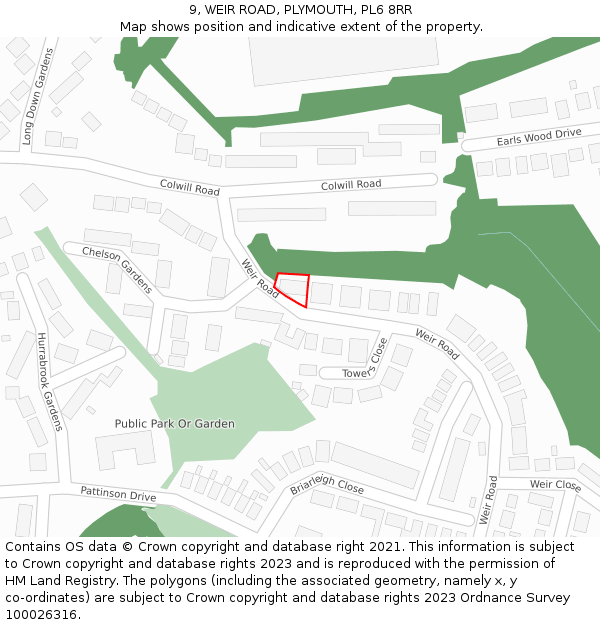 9, WEIR ROAD, PLYMOUTH, PL6 8RR: Location map and indicative extent of plot