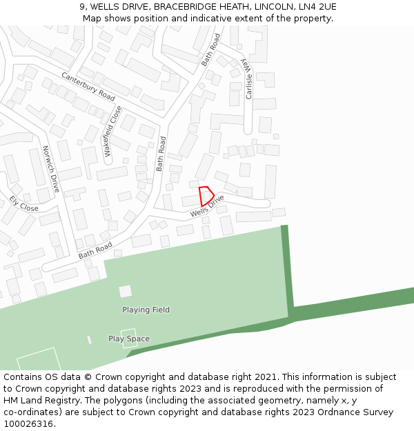 9, WELLS DRIVE, BRACEBRIDGE HEATH, LINCOLN, LN4 2UE: Location map and indicative extent of plot