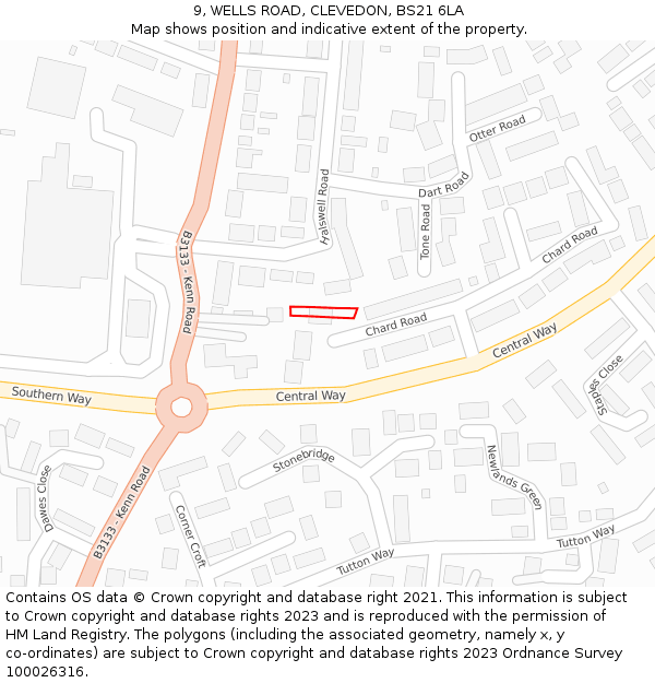 9, WELLS ROAD, CLEVEDON, BS21 6LA: Location map and indicative extent of plot