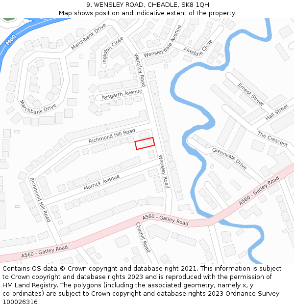 9, WENSLEY ROAD, CHEADLE, SK8 1QH: Location map and indicative extent of plot