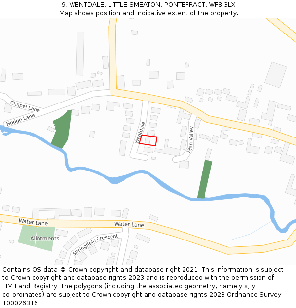 9, WENTDALE, LITTLE SMEATON, PONTEFRACT, WF8 3LX: Location map and indicative extent of plot