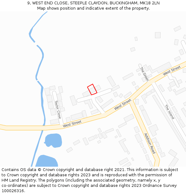 9, WEST END CLOSE, STEEPLE CLAYDON, BUCKINGHAM, MK18 2LN: Location map and indicative extent of plot