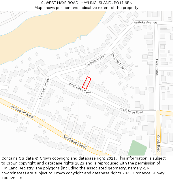 9, WEST HAYE ROAD, HAYLING ISLAND, PO11 9RN: Location map and indicative extent of plot