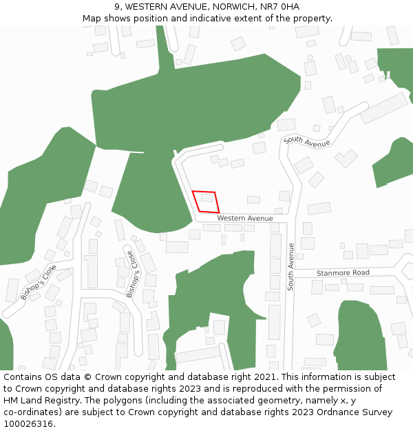 9, WESTERN AVENUE, NORWICH, NR7 0HA: Location map and indicative extent of plot