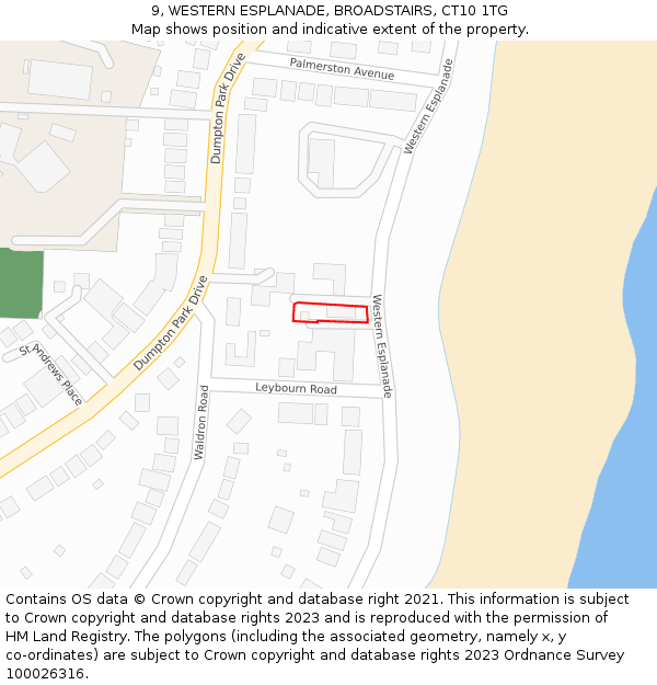 9, WESTERN ESPLANADE, BROADSTAIRS, CT10 1TG: Location map and indicative extent of plot