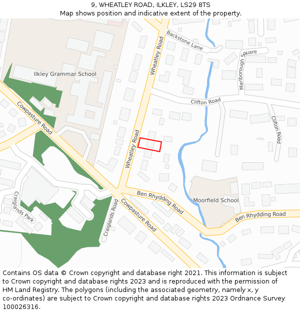 9, WHEATLEY ROAD, ILKLEY, LS29 8TS: Location map and indicative extent of plot