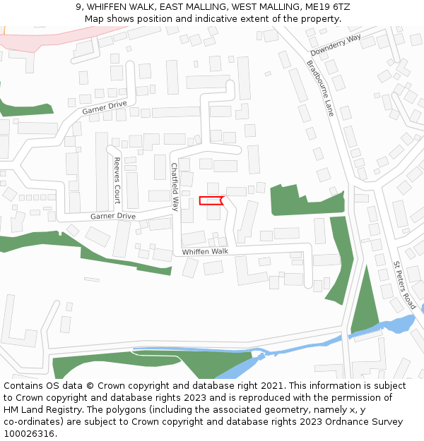 9, WHIFFEN WALK, EAST MALLING, WEST MALLING, ME19 6TZ: Location map and indicative extent of plot