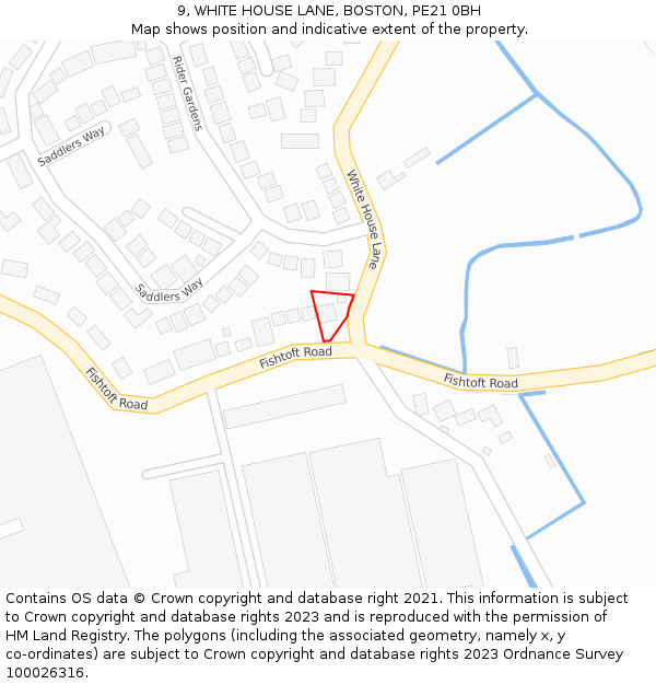 9, WHITE HOUSE LANE, BOSTON, PE21 0BH: Location map and indicative extent of plot