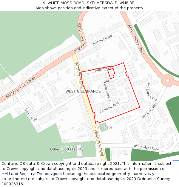 9, WHITE MOSS ROAD, SKELMERSDALE, WN8 8BL: Location map and indicative extent of plot