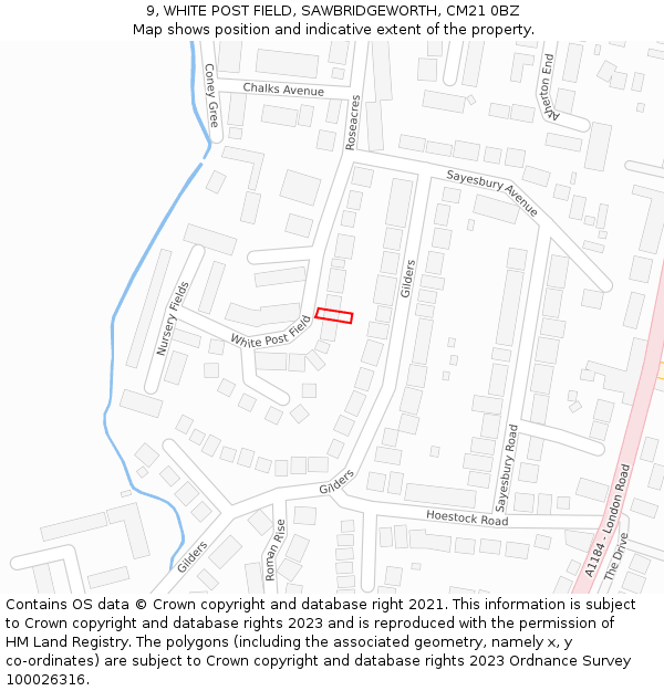 9, WHITE POST FIELD, SAWBRIDGEWORTH, CM21 0BZ: Location map and indicative extent of plot