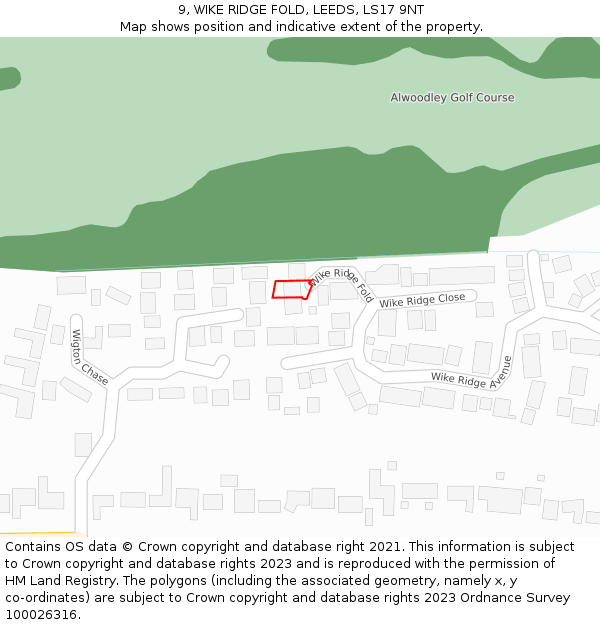 9, WIKE RIDGE FOLD, LEEDS, LS17 9NT: Location map and indicative extent of plot