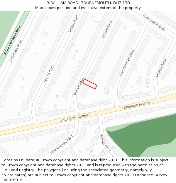9, WILLIAM ROAD, BOURNEMOUTH, BH7 7BB: Location map and indicative extent of plot