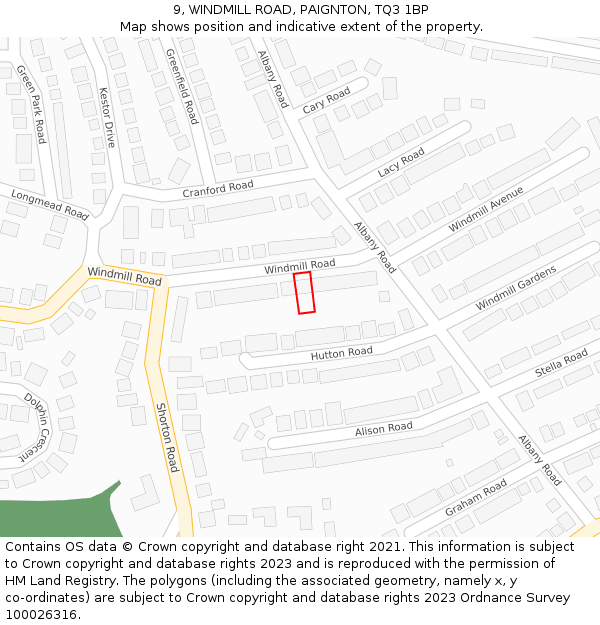 9, WINDMILL ROAD, PAIGNTON, TQ3 1BP: Location map and indicative extent of plot