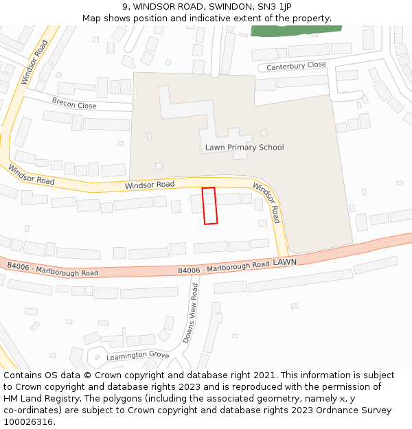 9, WINDSOR ROAD, SWINDON, SN3 1JP: Location map and indicative extent of plot