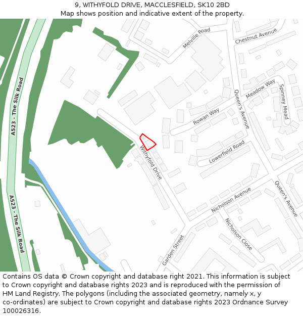 9, WITHYFOLD DRIVE, MACCLESFIELD, SK10 2BD: Location map and indicative extent of plot