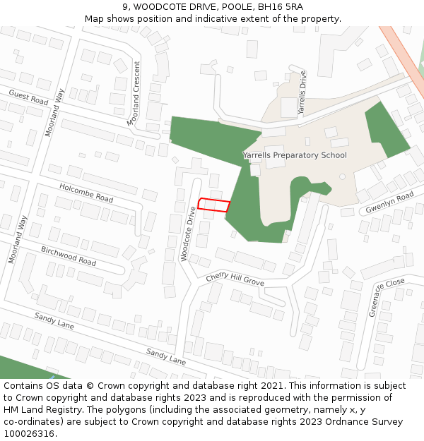 9, WOODCOTE DRIVE, POOLE, BH16 5RA: Location map and indicative extent of plot