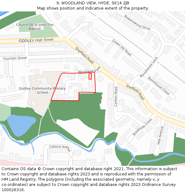 9, WOODLAND VIEW, HYDE, SK14 2JB: Location map and indicative extent of plot