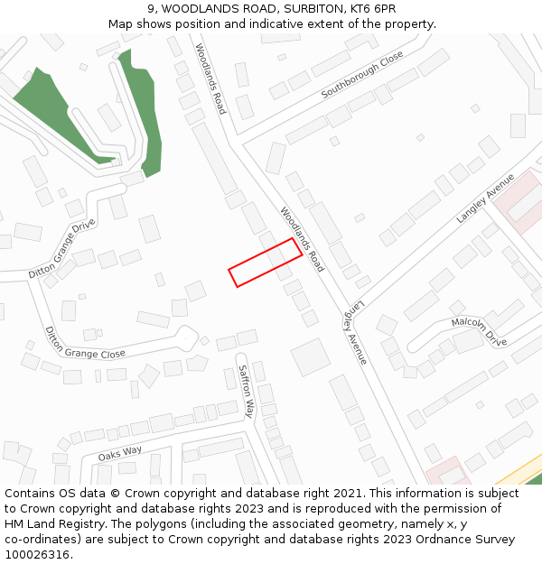 9, WOODLANDS ROAD, SURBITON, KT6 6PR: Location map and indicative extent of plot