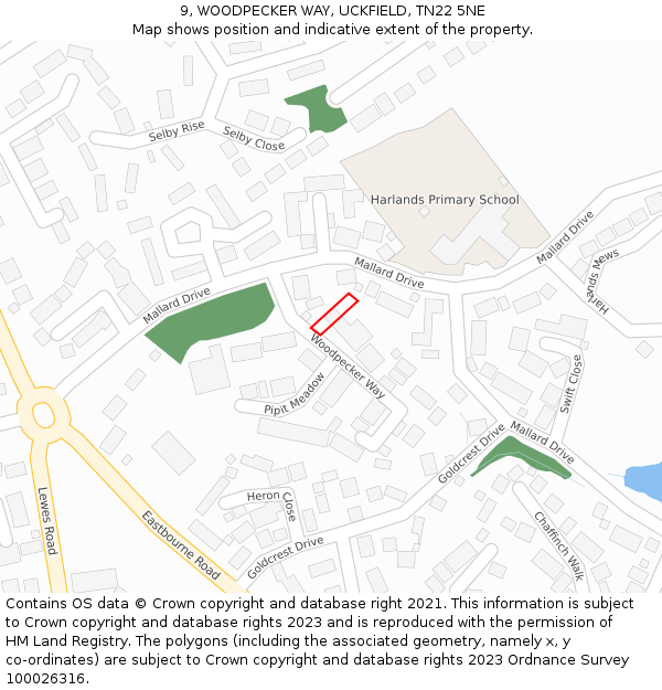 9, WOODPECKER WAY, UCKFIELD, TN22 5NE: Location map and indicative extent of plot
