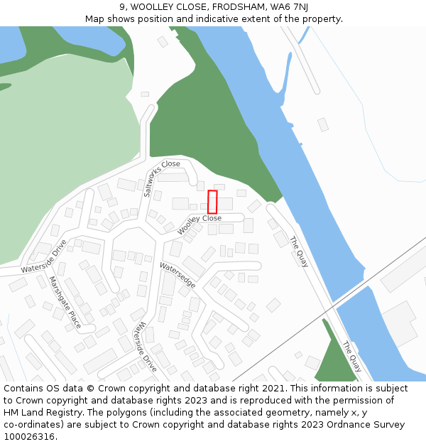 9, WOOLLEY CLOSE, FRODSHAM, WA6 7NJ: Location map and indicative extent of plot