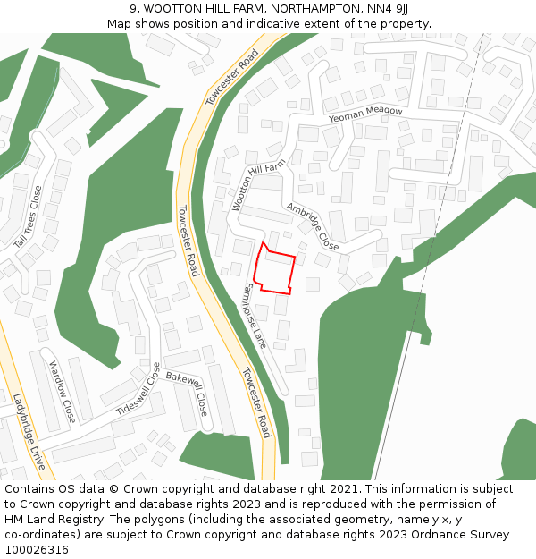 9, WOOTTON HILL FARM, NORTHAMPTON, NN4 9JJ: Location map and indicative extent of plot