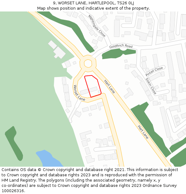 9, WORSET LANE, HARTLEPOOL, TS26 0LJ: Location map and indicative extent of plot