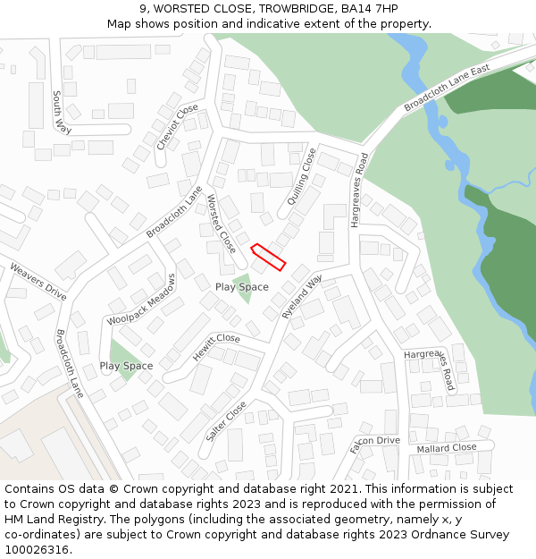 9, WORSTED CLOSE, TROWBRIDGE, BA14 7HP: Location map and indicative extent of plot