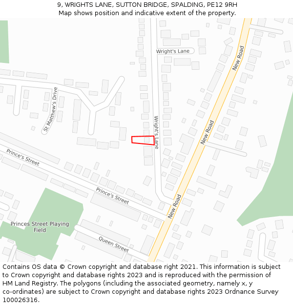 9, WRIGHTS LANE, SUTTON BRIDGE, SPALDING, PE12 9RH: Location map and indicative extent of plot