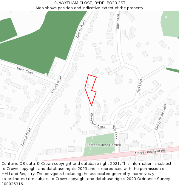 9, WYKEHAM CLOSE, RYDE, PO33 3ST: Location map and indicative extent of plot