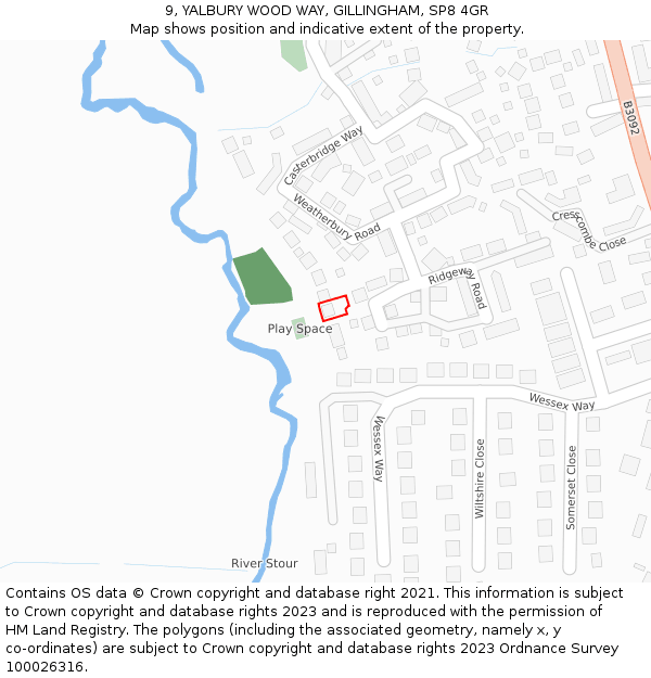 9, YALBURY WOOD WAY, GILLINGHAM, SP8 4GR: Location map and indicative extent of plot