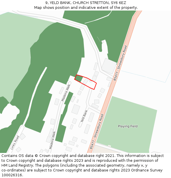 9, YELD BANK, CHURCH STRETTON, SY6 6EZ: Location map and indicative extent of plot